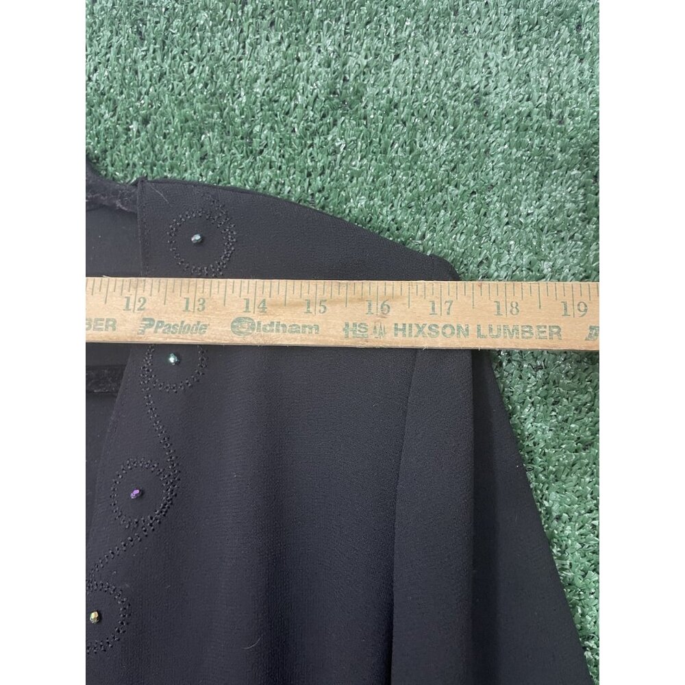 Danny & Nicole Cardigan Women Size 12 Blazer Sheer Open Front Rhinestoned Black - Picture 9 of 12